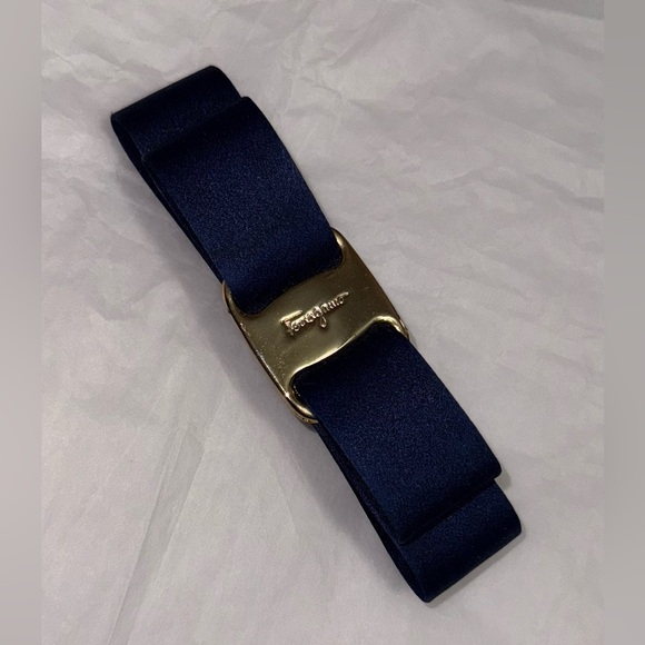 AUTHENTIC Ferragamo VINTAGE Vara Blue Bow Hair Clip Barrette main image 9